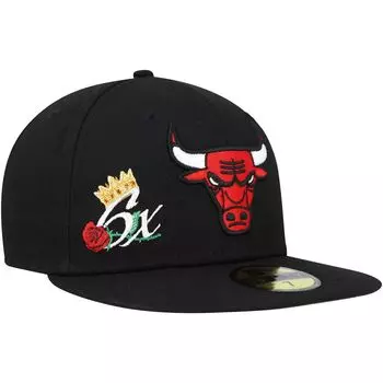 Мужская облегающая шляпа New Era Black Chicago Bulls Crown Champs 59FIFTY