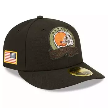 Мужская облегающая шляпа New Era Black Cleveland Browns 2022 Salute To Service Low Profile 59FIFTY