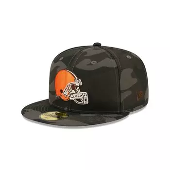 Мужская облегающая шляпа New Era Black Cleveland Browns Camo 59FIFTY