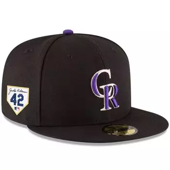 Мужская облегающая шляпа New Era Black Colorado Rockies 2023 Jackie Robinson Day 59FIFTY