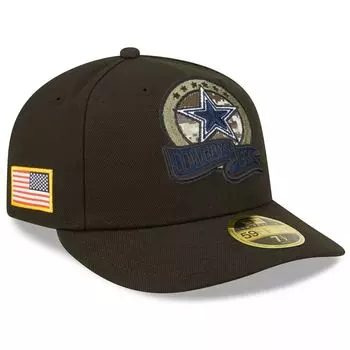 Мужская облегающая шляпа New Era Black Dallas Cowboys 2022 Salute To Service Low Profile 59FIFTY