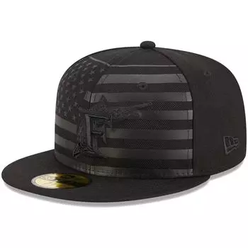 Мужская облегающая шляпа New Era Black Florida Marlins Cooperstown Collection в тон с флагом 59FIFTY