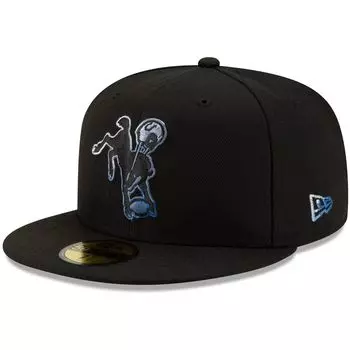 Мужская облегающая шляпа New Era Black Indianapolis Colts Throwback Logo Color Dim 59FIFTY
