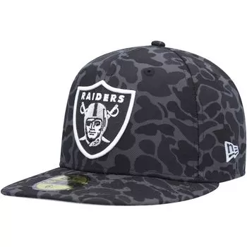 Мужская облегающая шляпа New Era Black Las Vegas Raiders Amoeba Camo 59FIFTY