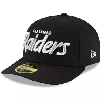 Мужская облегающая шляпа New Era Black Las Vegas Raiders Omaha Script Low Profile 59FIFTY