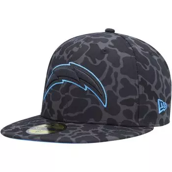 Мужская облегающая шляпа New Era Black Los Angeles Chargers Amoeba Camo 59FIFTY