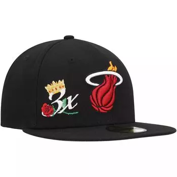 Мужская облегающая шляпа New Era Black Miami Heat Crown Champs 59FIFTY