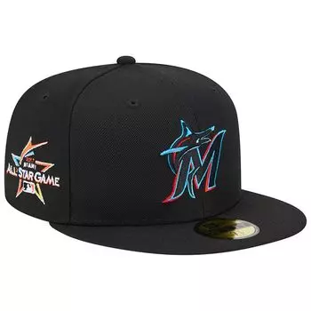 Мужская облегающая шляпа New Era Black Miami Marlins 2017 MLB All-Star Game Team цвета 59FIFTY
