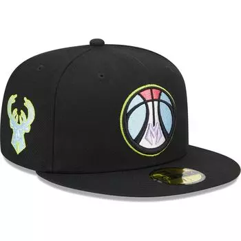 Мужская облегающая шляпа New Era Black Milwaukee Bucks Color Pack 59FIFTY