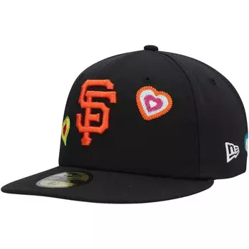 Мужская облегающая шляпа New Era Black San Francisco Giants Chain Stitch Heart 59FIFTY