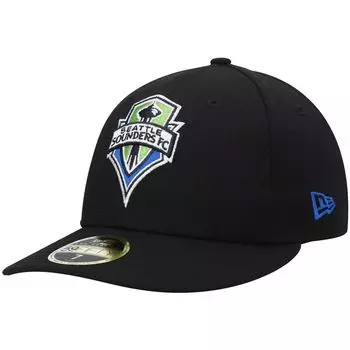 Мужская облегающая шляпа New Era Black Seattle Sounders FC Primary Logo Low Profile 59FIFTY