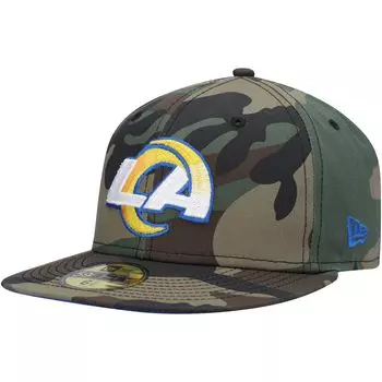 Мужская облегающая шляпа New Era Camo Los Angeles Rams Woodland 59FIFTY