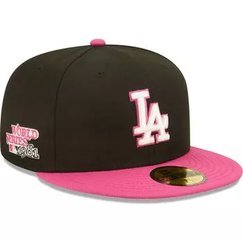 Мужская облегающая шляпа New Era черного/розового цвета Los Angeles Dodgers 1981 World Series Champions Passion 59FIFTY