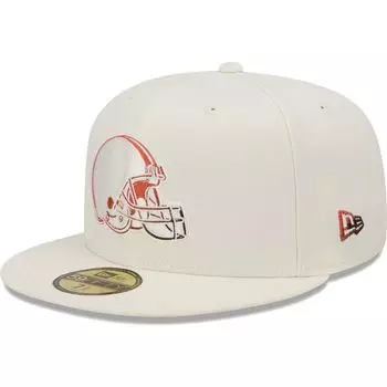 Мужская облегающая шляпа New Era Cream Cleveland Browns Chrome Dim 59FIFTY