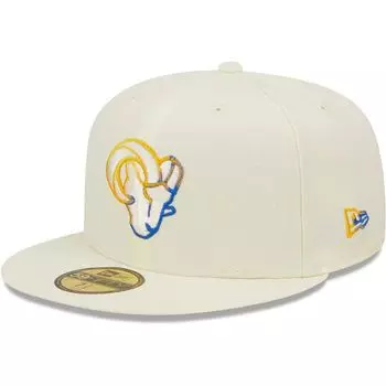 Мужская облегающая шляпа New Era Cream Los Angeles Rams Chrome Dim 59FIFTY
