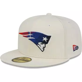 Мужская облегающая шляпа New Era Cream New England Patriots Chrome Dim 59FIFTY