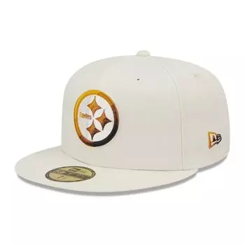 Мужская облегающая шляпа New Era Cream Pittsburgh Steelers Chrome Dim 59FIFTY