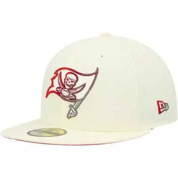 Мужская облегающая шляпа New Era Cream Tampa Bay Buccaneers Chrome Dim 59FIFTY
