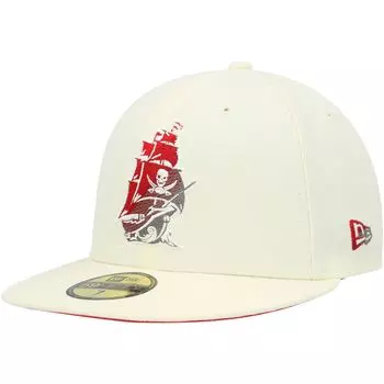 Мужская облегающая шляпа New Era Cream Tampa Bay Buccaneers Chrome Dim 59FIFTY