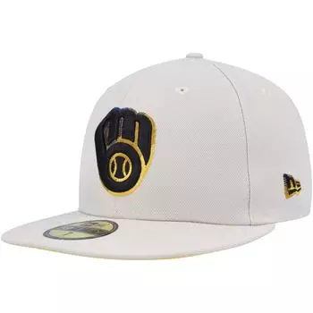 Мужская облегающая шляпа New Era цвета хаки Milwaukee Brewers Stone Dim 59FIFTY