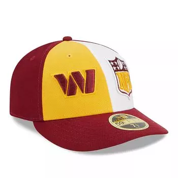 Мужская облегающая шляпа New Era Gold/Burgundy Washington Commanders 2023 Sideline Low Profile 59FIFTY