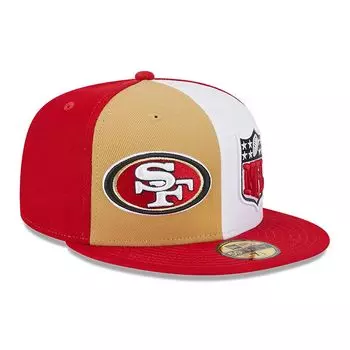 Мужская облегающая шляпа New Era Gold/Scarlet San Francisco 49ers 2023 Sideline 59FIFTY
