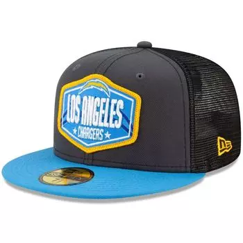 Мужская облегающая шляпа New Era Graphite/Powder Blue Los Angeles Chargers 2021 NFL Draft On-Stage 59FIFTY
