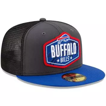 Мужская облегающая шляпа New Era Graphite/Royal Buffalo Bills 2021 NFL Draft On-Stage 59FIFTY