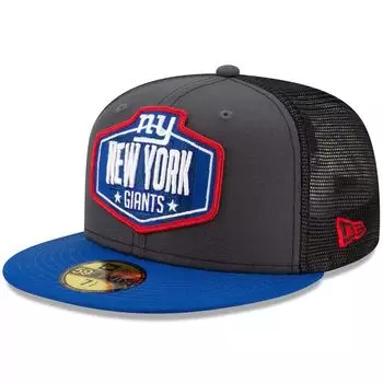 Мужская облегающая шляпа New Era Graphite/Royal New York Giants 2021 NFL Draft On-Stage 59FIFTY