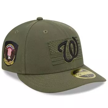 Мужская облегающая шляпа New Era Green Washington Nationals 2023, ко Дню вооруженных сил 59FIFTY