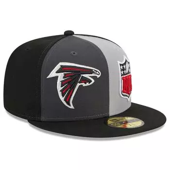 Мужская облегающая шляпа New Era Grey/Black Atlanta Falcons 2023 Sideline 59FIFTY