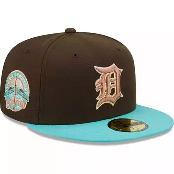 Мужская облегающая шляпа New Era коричнево-мятная Detroit Tigers Walnut Mint 59FIFTY