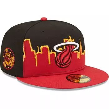 Мужская облегающая шляпа New Era красно-черная Miami Heat 2022 Tip-Off 59FIFTY