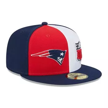 Мужская облегающая шляпа New Era красный/темно-синий New England Patriots 2023 Sideline 59FIFTY