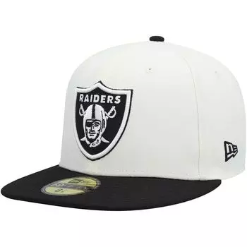 Мужская облегающая шляпа New Era кремового/черного цвета Las Vegas Raiders Chrome Collection 59FIFTY