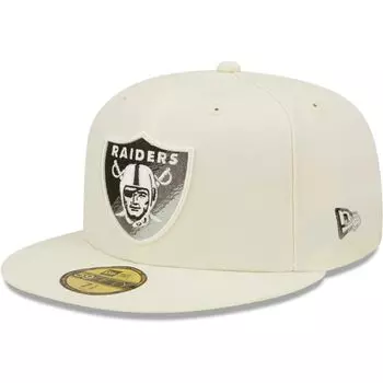 Мужская облегающая шляпа New Era кремового цвета Las Vegas Raiders Chrome Dim 59FIFTY