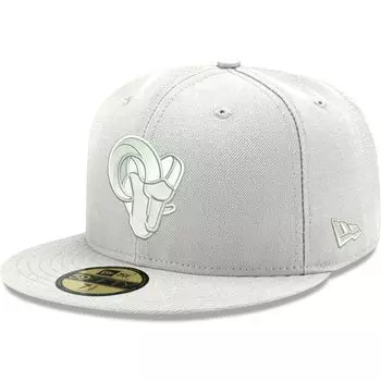 Мужская облегающая шляпа New Era Los Angeles Rams White on White Ram Head 59FIFTY