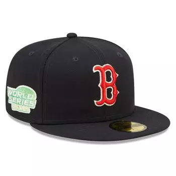 Мужская облегающая шляпа New Era Navy Boston Red Sox 2004 World Series Champions Citrus Pop UV 59FIFTY
