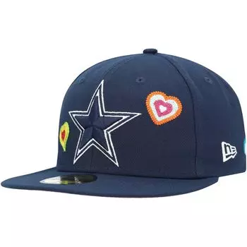 Мужская облегающая шляпа New Era Navy Dallas Cowboys Chain Stitch Heart 59FIFTY