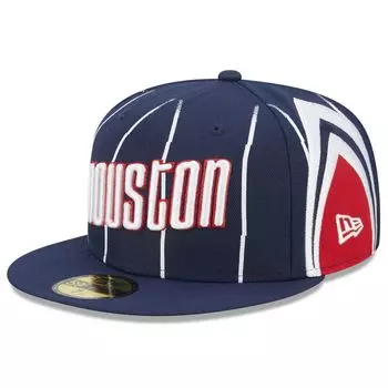 Мужская облегающая шляпа New Era Navy Houston Rockets 2022/23 City Edition Official 59FIFTY