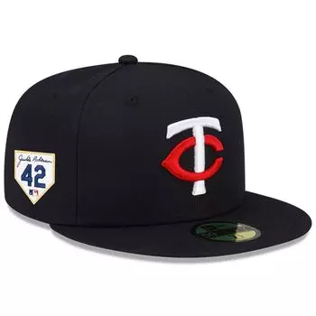 Мужская облегающая шляпа New Era Navy Minnesota Twins 2023 Jackie Robinson Day 59FIFTY