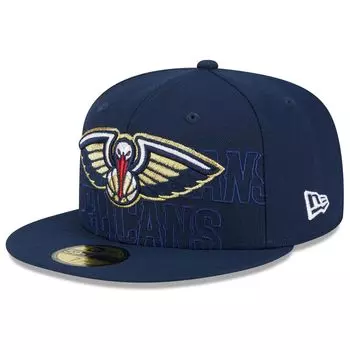 Мужская облегающая шляпа New Era Navy New Orleans Pelicans 2023 NBA Draft 59FIFTY