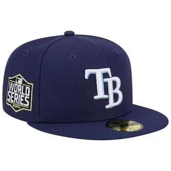 Мужская облегающая шляпа New Era Navy Tampa Bay Rays 2020 World Series Team Color 59FIFTY