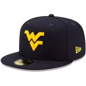 Мужская облегающая шляпа New Era Navy West Virginia Mountaineers Basic 59FIFTY Team