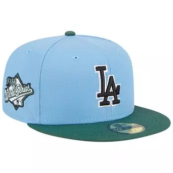 Мужская облегающая шляпа New Era небесно-голубая/кинза Los Angeles Dodgers World Series 1988 59FIFTY