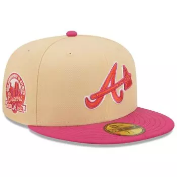 Мужская облегающая шляпа New Era оранжево-розовая Atlanta Braves 40th Anniversary Mango Passion 59FIFTY