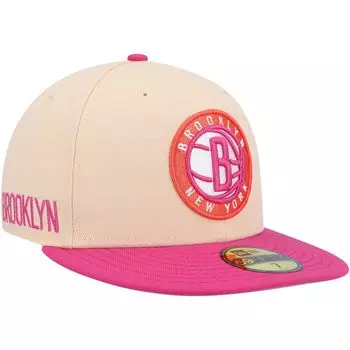 Мужская облегающая шляпа New Era оранжево-розовая Brooklyn Nets Passion Mango 59FIFTY