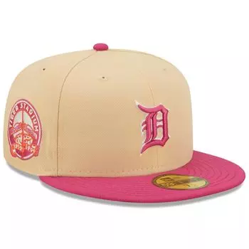 Мужская облегающая шляпа New Era оранжевого/розового цвета Detroit Tigers Tiger Stadium Mango Passion 59FIFTY