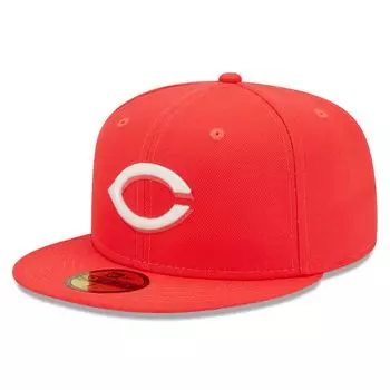 Мужская облегающая шляпа New Era Red Cincinnati Reds Lava Highlighter Logo 59FIFTY