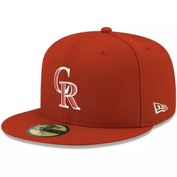 Мужская облегающая шляпа New Era Red Colorado Rockies Logo белая 59FIFTY